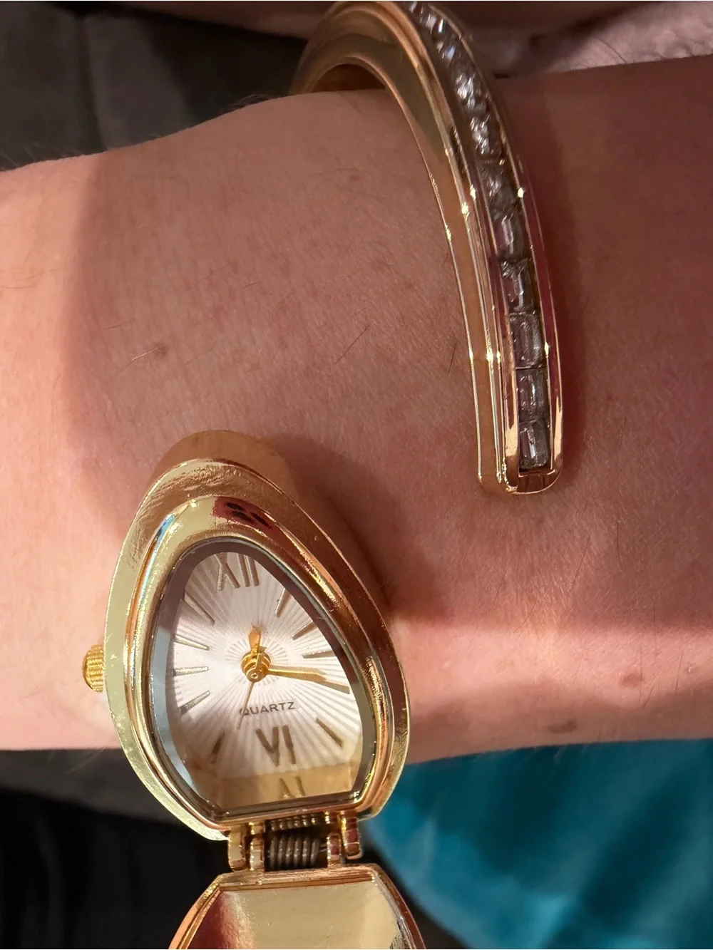 Gold-Tone Crystal Cuff Bracelet with Emerald Accents